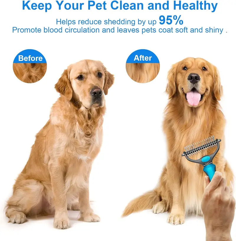 Double-Sided Deshedding Pet Brush – Dual-Sided, Ergonomic & Gentle for Dogs & Cats 🐶