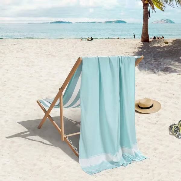 Lightweight Flat Weave XL Beach Towel for Pool, Travel & Summer Use
