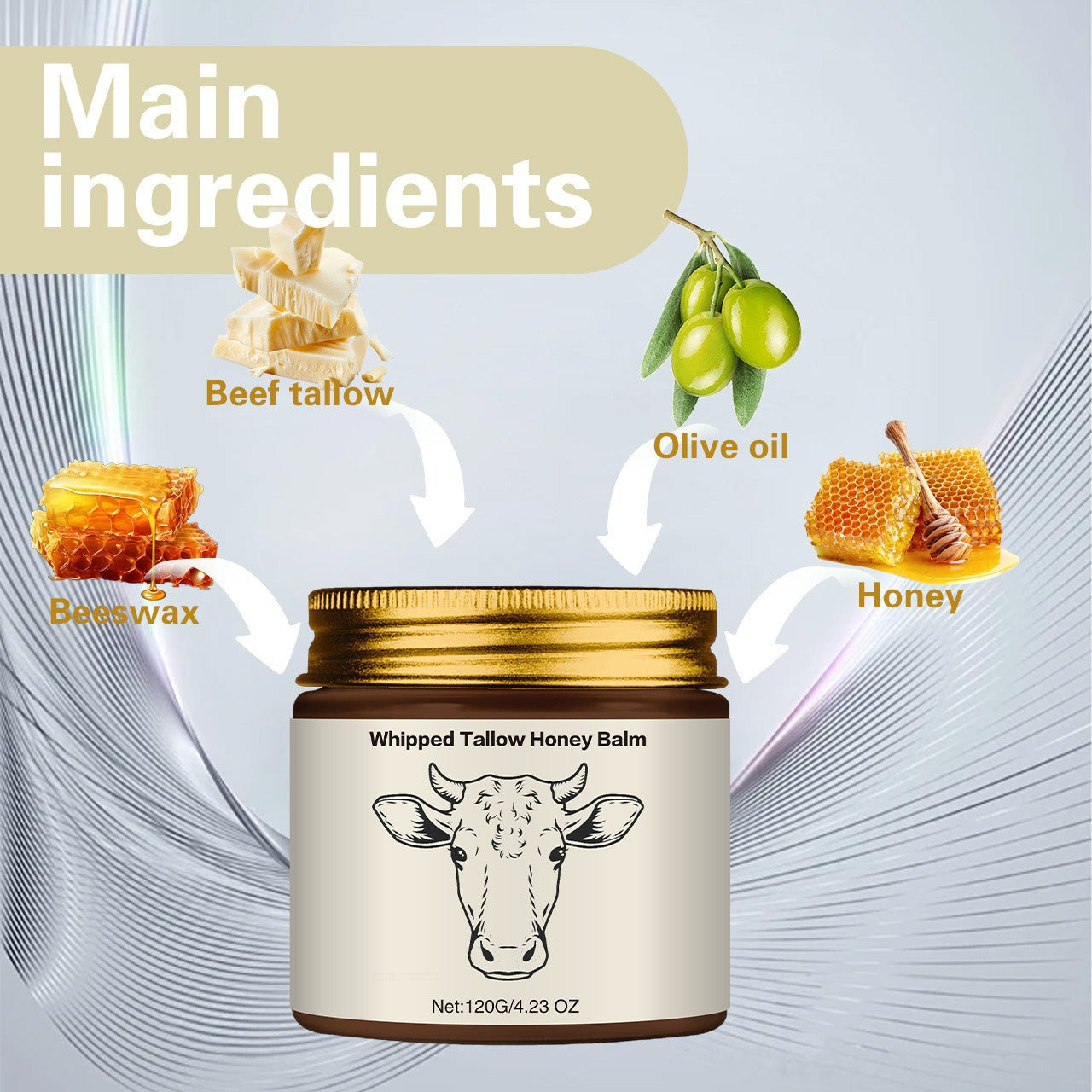 Natural Grass-Fed Beef Tallow Honey Balm – Whipped Moisturizer for Soft Skin