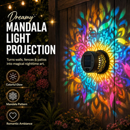 Solar Mandala Wall Light | Outdoor Garden Fence Projector Lamp