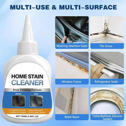 Stubborn Stain Remover Gel with Scrub Brush, Bathroom Kitchen Tile Grout Cleaner
