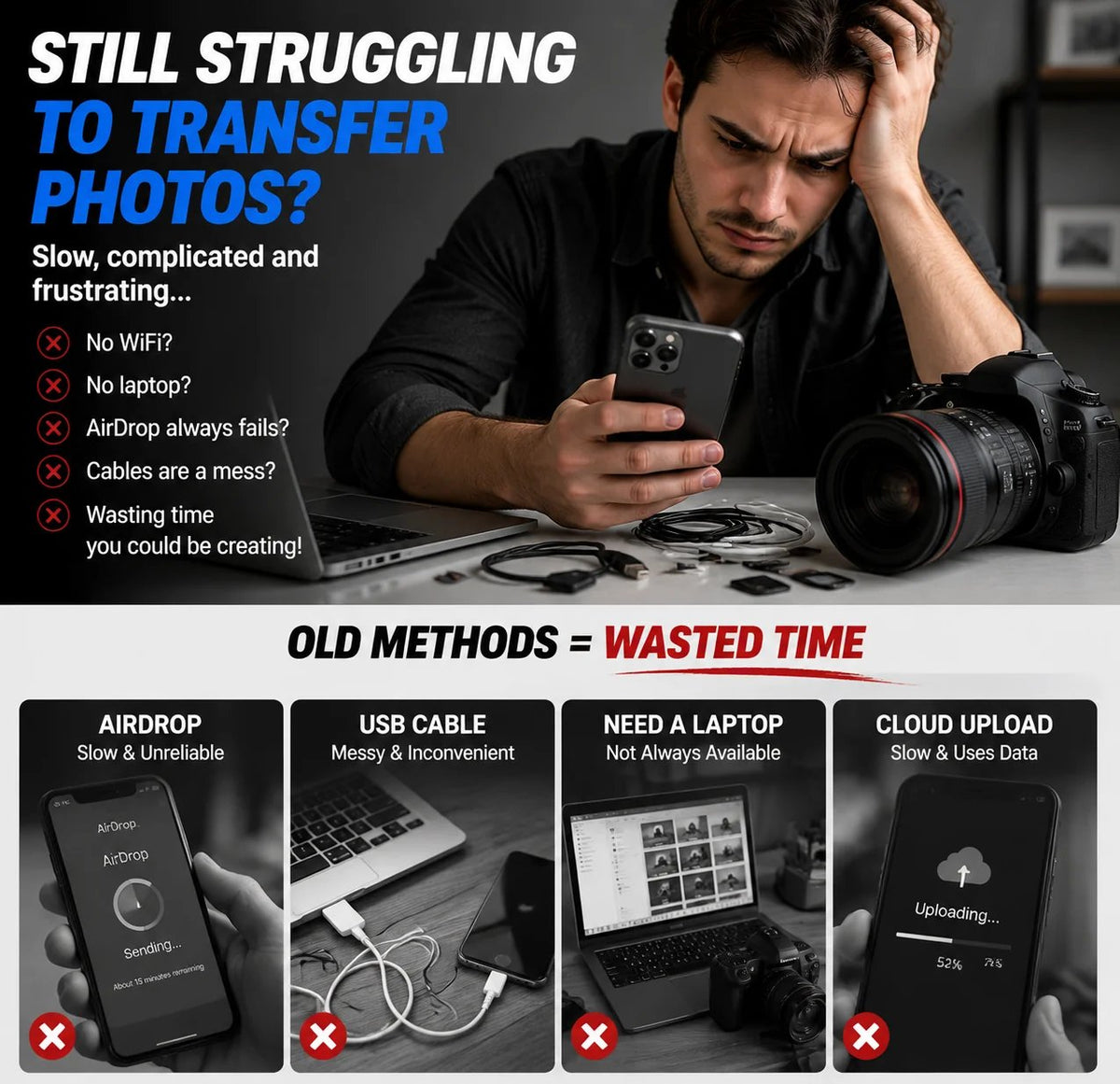 5-in-1 SD Card Reader for iPhone & USB-C