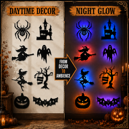 Halloween LED Silhouette Wall Stickers Battery Powered（8 PCS）