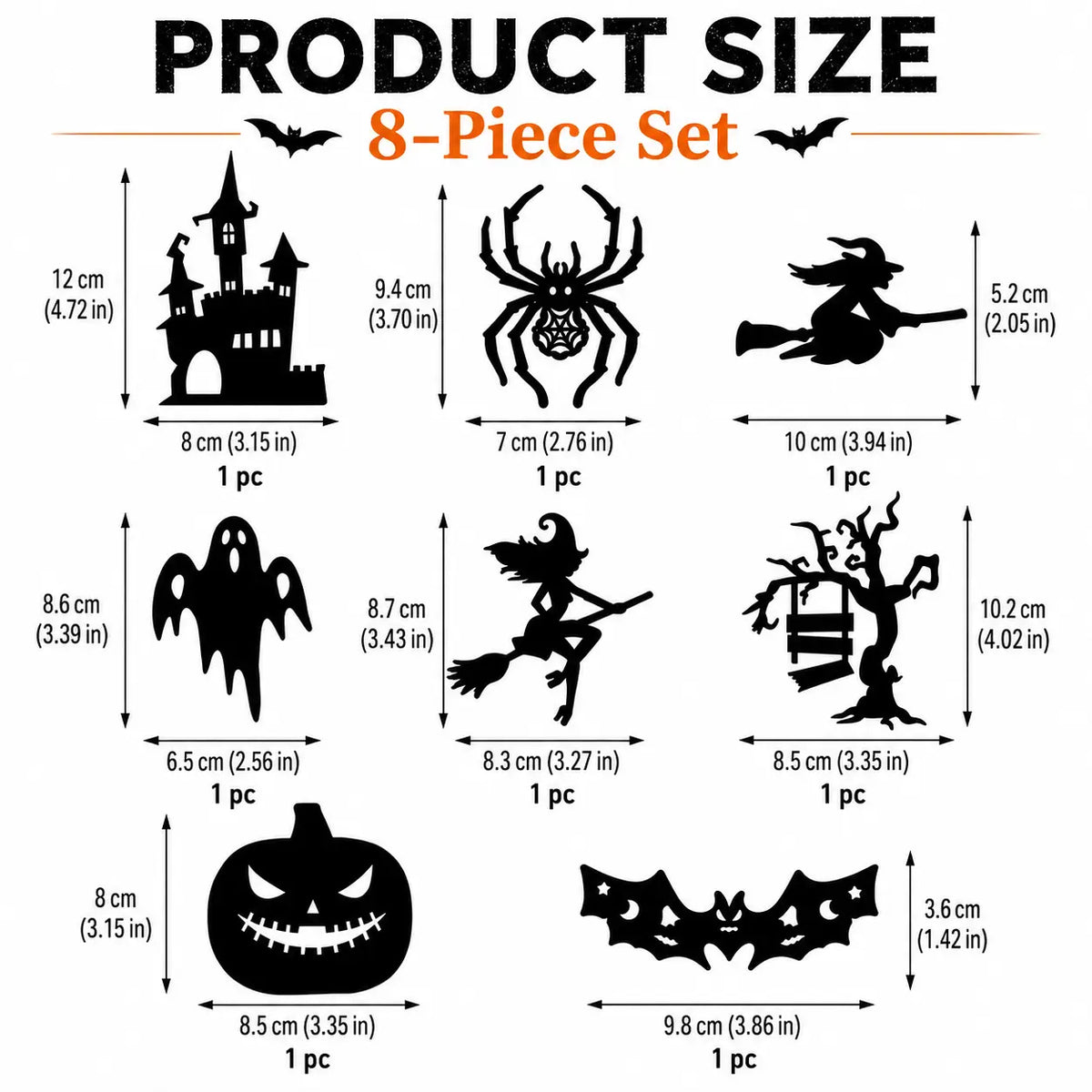 Halloween LED Silhouette Wall Stickers Battery Powered（8 PCS）