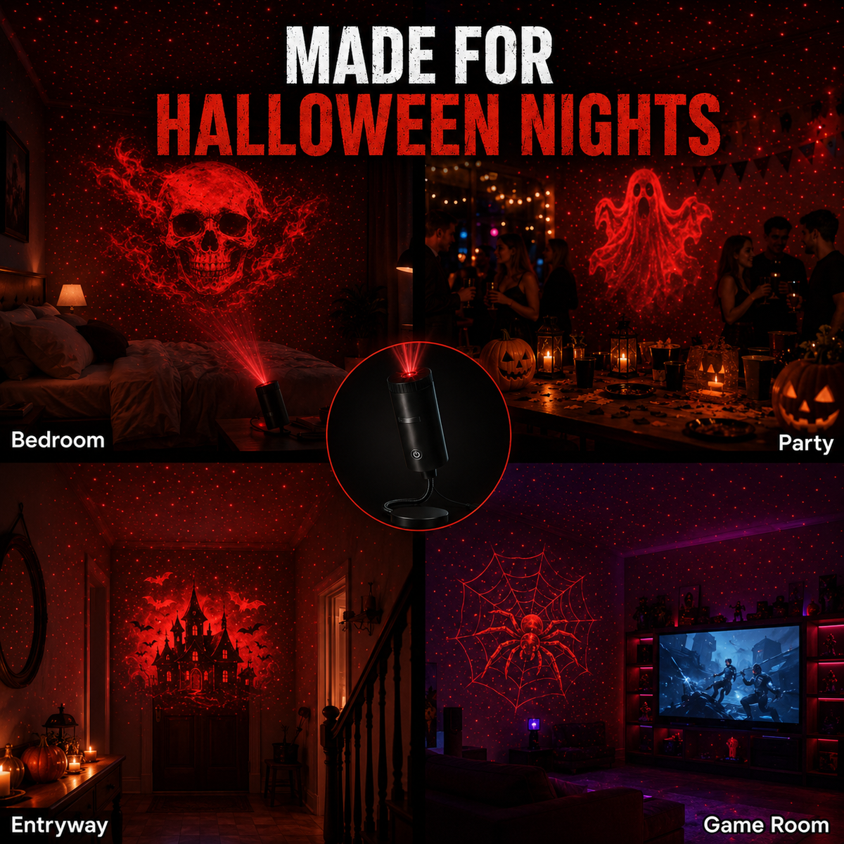 Plug-&-Play HD Star Projector: Halloween 6-Disc Set