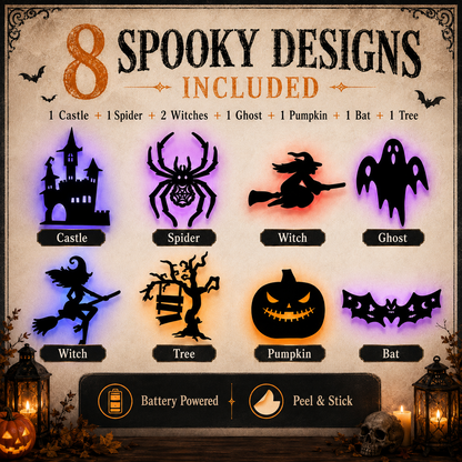 Halloween LED Silhouette Wall Stickers Battery Powered（8 PCS）