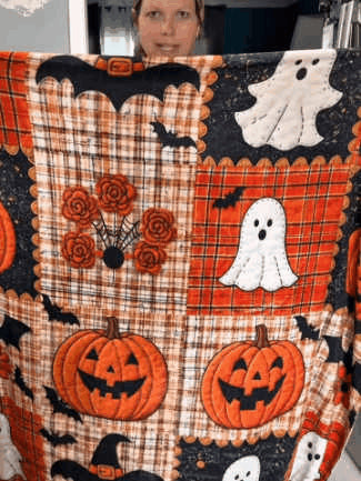 🎃🔥Halloween Pumpkin & Bat Flannel Throw Blanket