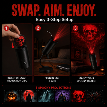 Plug-&-Play HD Star Projector: Halloween 6-Disc Set
