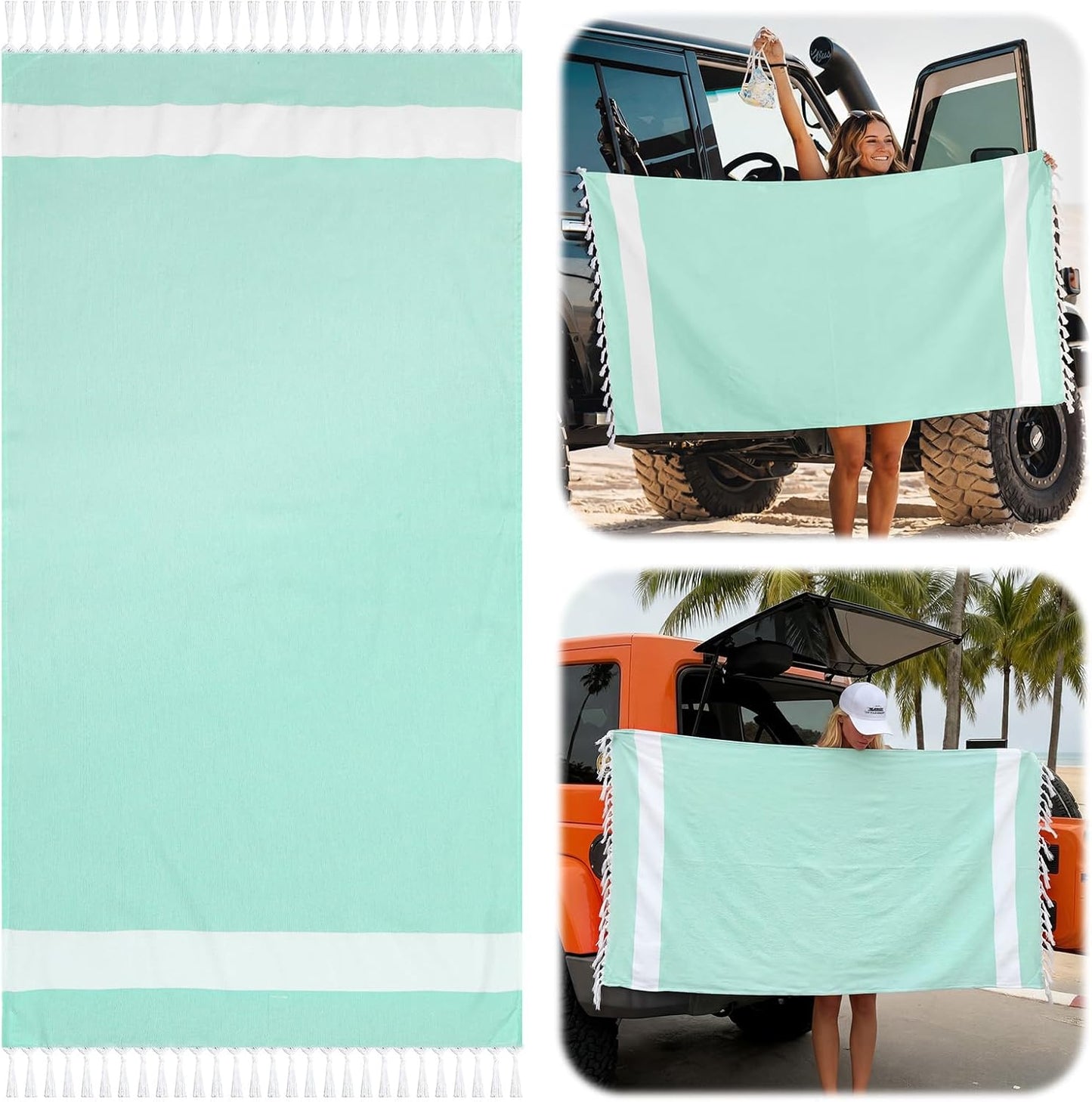 Lightweight Flat Weave XL Beach Towel for Pool, Travel & Summer Use