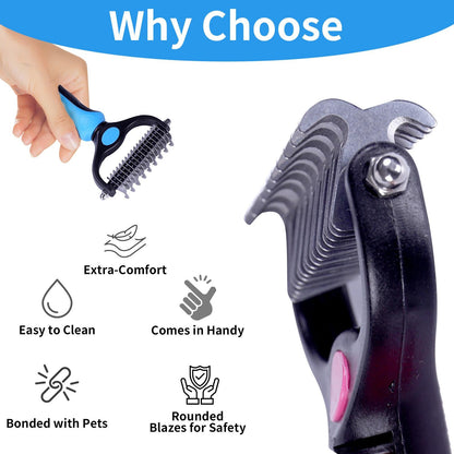 Double-Sided Deshedding Pet Brush – Dual-Sided, Ergonomic & Gentle for Dogs & Cats 🐶