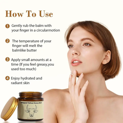 Natural Grass-Fed Beef Tallow Honey Balm – Whipped Moisturizer for Soft Skin