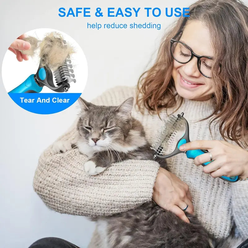 Double-Sided Deshedding Pet Brush – Dual-Sided, Ergonomic & Gentle for Dogs & Cats 🐶