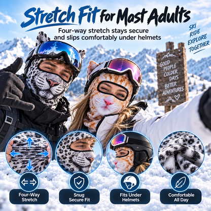 🐱 3D Cat Ski Balaclava – Eye-Catching Animal Face Mask for Outdoor Fun!