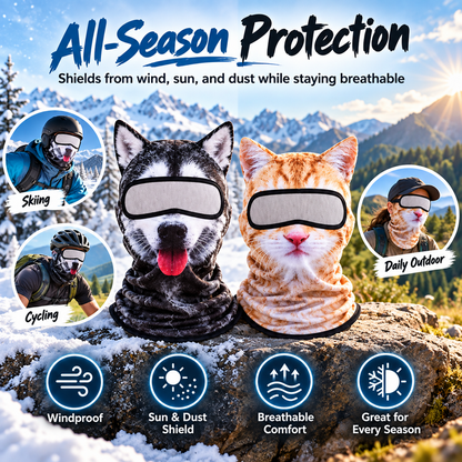 🐱 3D Cat Ski Balaclava – Eye-Catching Animal Face Mask for Outdoor Fun!