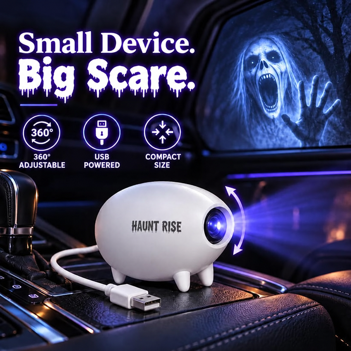 🎃 👻 Haunt Rise Halloween Window Projector-360° Adjustable Stand for Home Decor 🎃