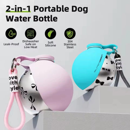 2-in-1 Portable Dog Water Bottle for Small Dogs - Leak-Proof & Compact