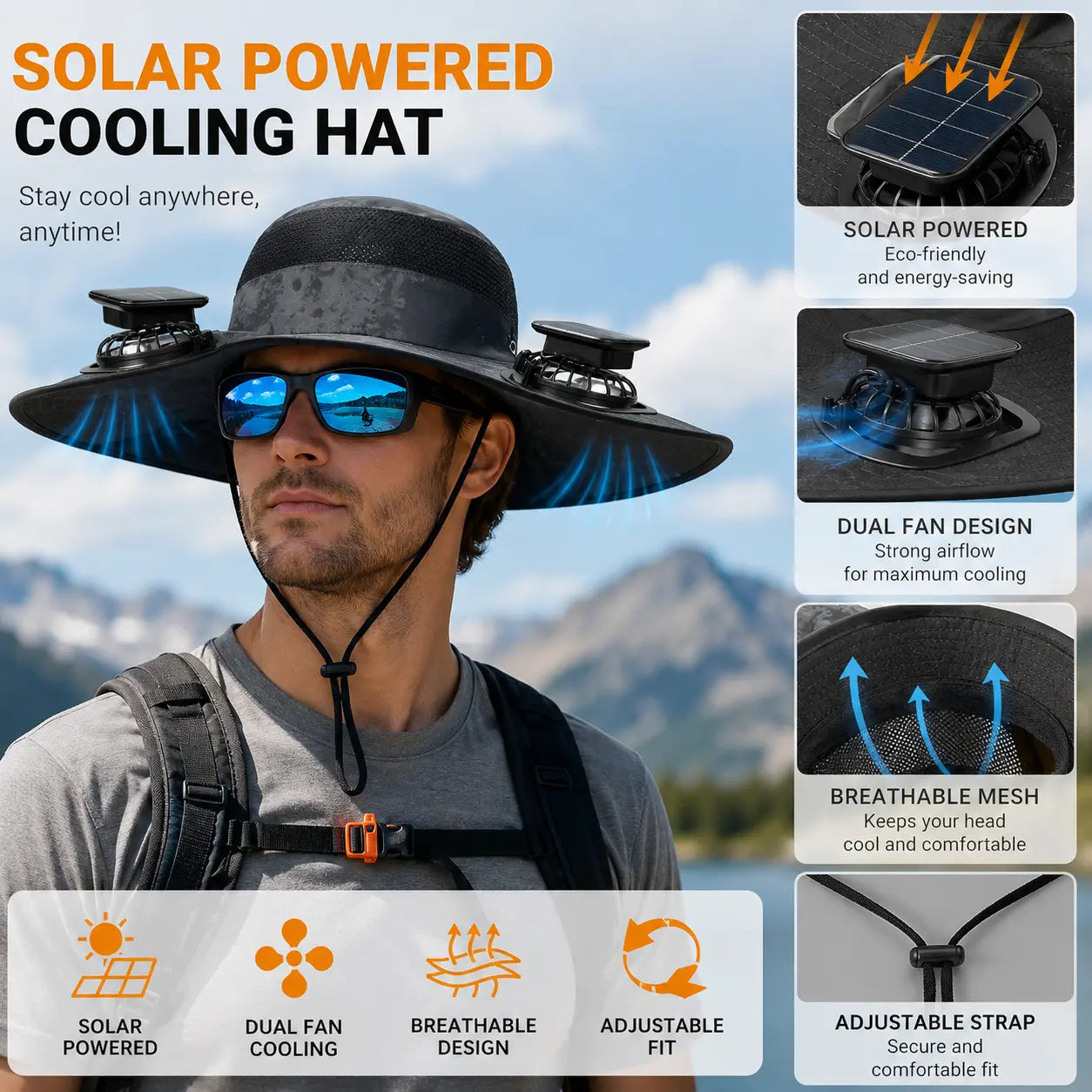 Solar Fan Outdoor Fishing Hat