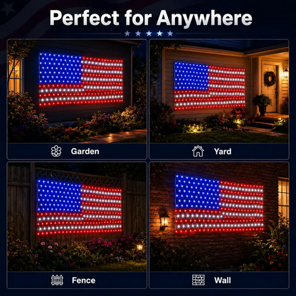 Solar American Flag Lights Outdoor American Flag Net Lights 6.5ft x 3.28ft Super Bright