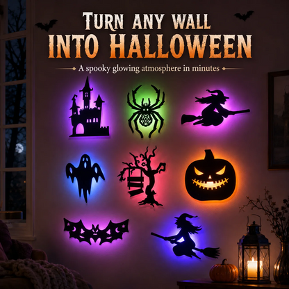Halloween LED Silhouette Wall Stickers Battery Powered（8 PCS）