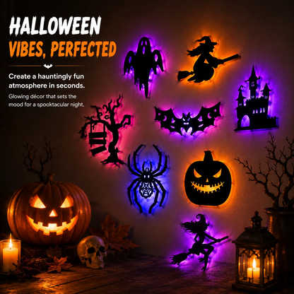 Halloween LED Silhouette Wall Stickers Battery Powered（8 PCS）